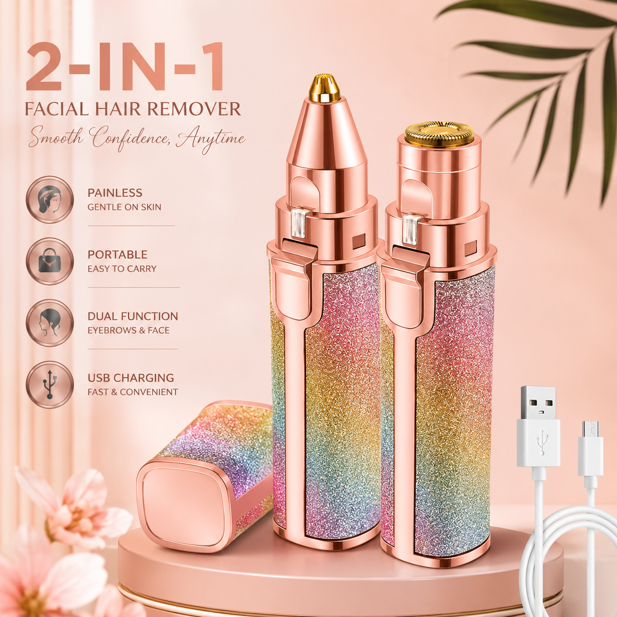 2-in-1 Women's Facial Hair Remover & Eyebrow Trimmer