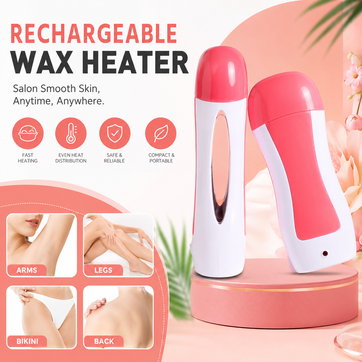 3-in-1 Depilatory Roll-On Wax Heater Machine – Portable Wax Warmer Kit | Hair Removal