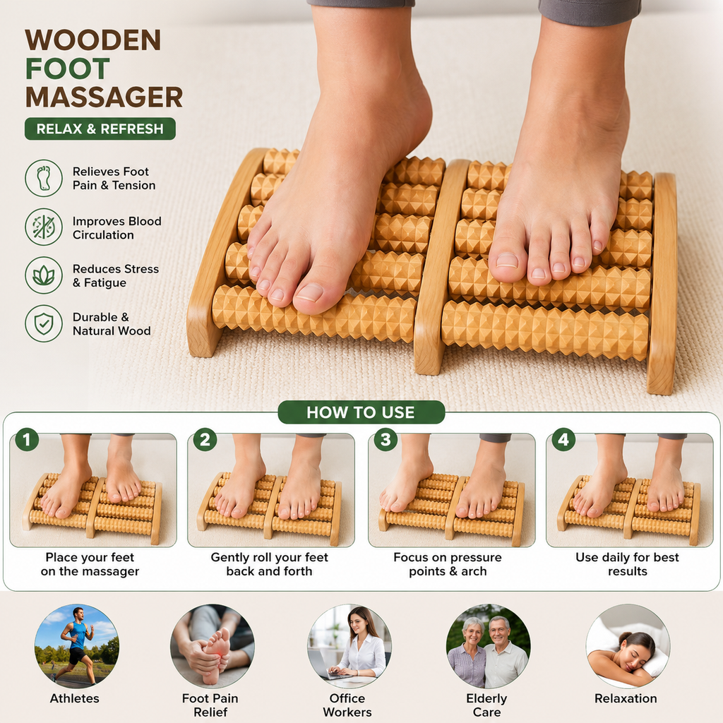 Wooden Foot Massage Roller