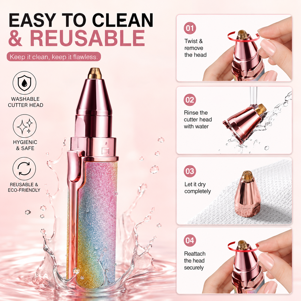 2-in-1 Women's Facial Hair Remover & Eyebrow Trimmer