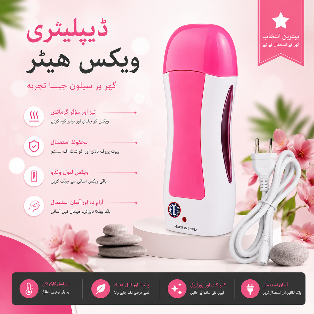 3-in-1 Depilatory Roll-On Wax Heater Machine – Portable Wax Warmer Kit | Hair Removal