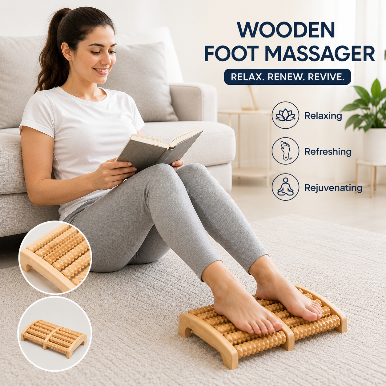 Wooden Foot Massage Roller