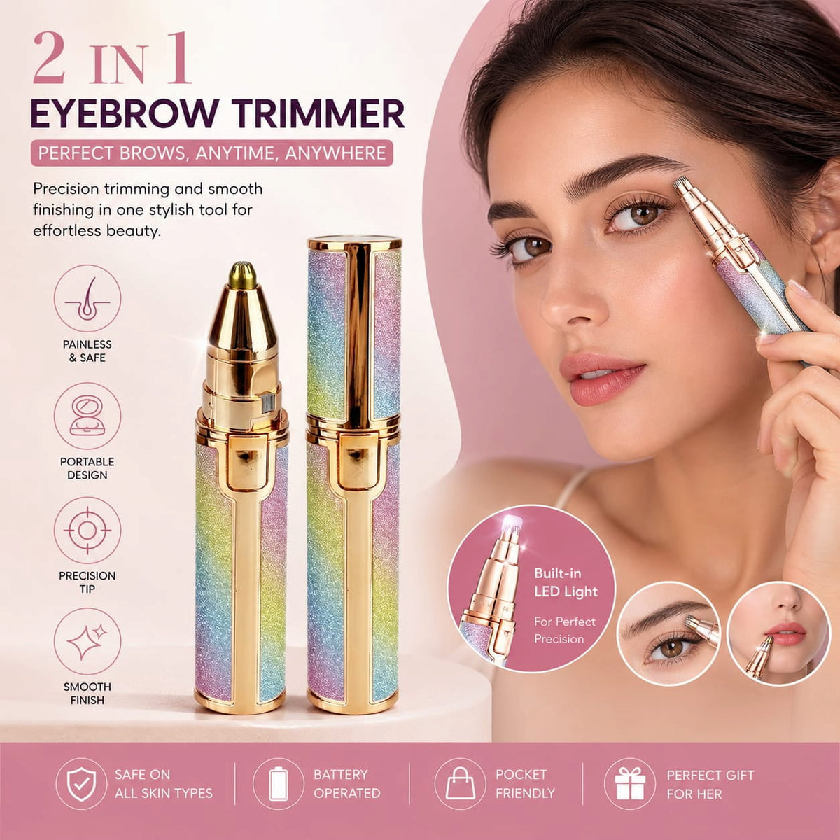 2-in-1 Women's Facial Hair Remover & Eyebrow Trimmer